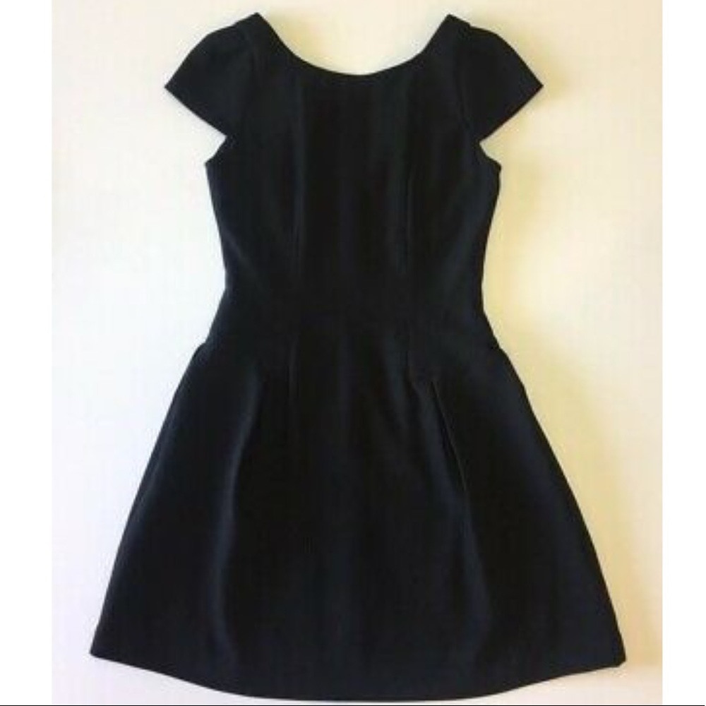 ROYAL PARTY Sz2 Black Lined CapSleeve A-Line Dress